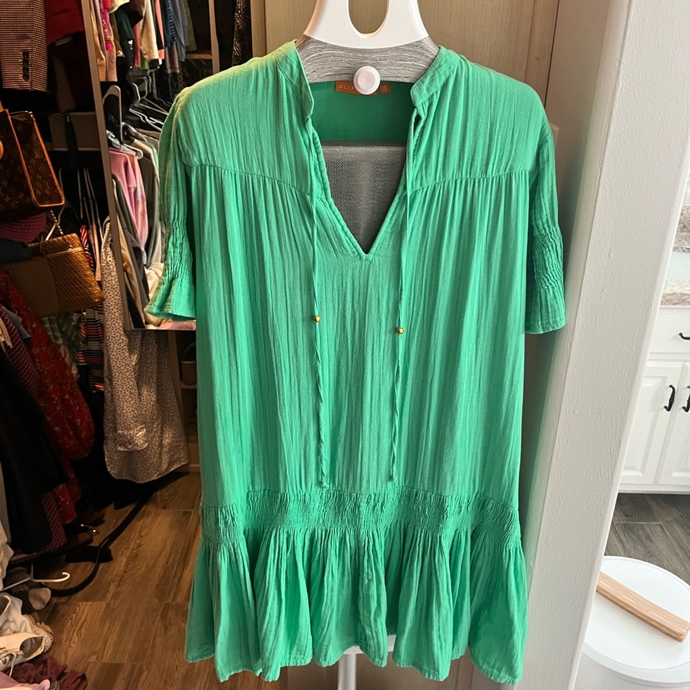 OLIPHANT green smocked dress